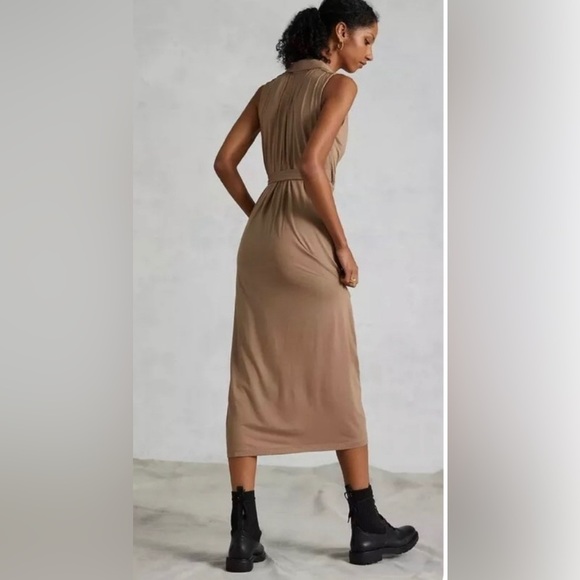 ANTHROPOLOGIE Porridge Taupe Wrap Dress NWT - Picture 3 of 10